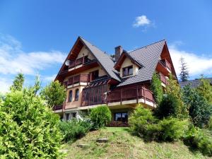 une grande maison au sommet d'une colline dans l'établissement Dom Z Witrażami, à Bukowina Tatrzańska