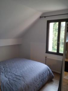 Schlafzimmer mit einem Bett und einem Fenster in der Unterkunft La Feuchelle in Villiers-Louis