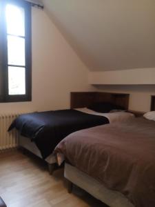 1 Schlafzimmer mit 2 Betten und einem Fenster in der Unterkunft La Feuchelle in Villiers-Louis