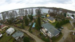 an aerial view of a small town with a house at Ferienwohnung am Schwielochsee in Schwielochsee