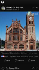 a picture of a building with a clock tower at bishop gate bnb in Derry Londonderry