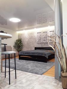 een slaapkamer met een bed in een kamer bij Apartment - Matusevycha Street 2-11 in Krivoy Rog