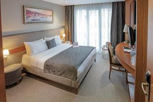 Cette chambre comprend un lit et un bureau. dans l'établissement Nowy Efendi Hotel - Special Category, à Istanbul