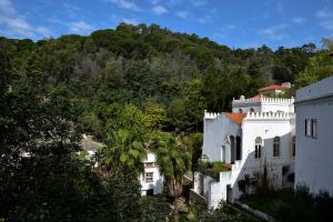 a white building with a mountain in the background at Villa Termal Monchique - Hotel Termal in Monchique