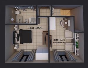 a floor plan of a small apartment with a room at Corte 22 B&b e Appartamenti in Borgomanero
