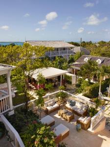 an aerial view of a house with a patio at Eleven Bahama House in Harbour Island