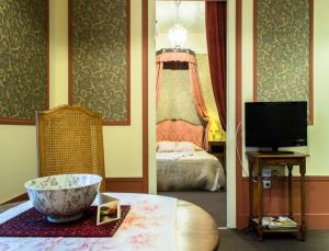 TV a/nebo společenská místnost v ubytování Gites Chateau Comblanchien