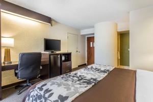 a bedroom with a bed and a desk and a chair at Sleep Inn & Suites North Augusta in North Augusta