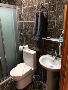 a bathroom with a toilet and a sink at Ottoman's Pearl Hotel in Istanbul