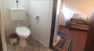 a bathroom with a white toilet in a room at David Bongers Still Bay 1 room in Stilbaai