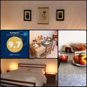 a collage of pictures of a bedroom and a bed at Caricia in Alghero
