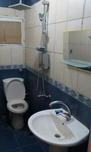 a bathroom with a toilet and a sink at El Fardous Flowerللرجال فقط in Alexandria