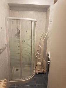a bathroom with a shower and a toilet at location saisonnière in Menton