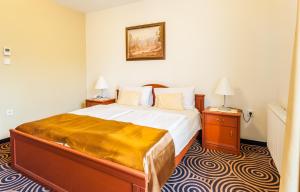 Posteľ alebo postele v izbe v ubytovaní Sándor Hotel