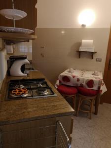 a kitchen with a stove and a counter top at CASETTA DI FEM in Sabbionara