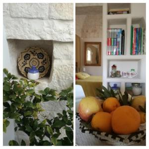 2 Bilder eines Zimmers mit einer Schale Obst in der Unterkunft Trullo Nonna Mari in Cisternino + 59 Fotos