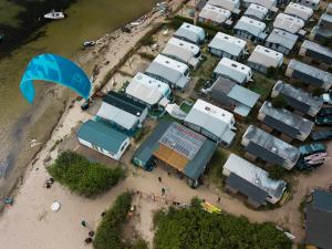 an aerial view of a group of camper trailers at Pokoje Surf People in Władysławowo