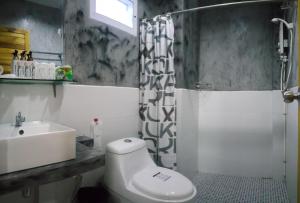 a bathroom with a toilet and a sink and a shower at Greenery Resort Koh Tao in Ko Tao