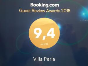 Certifikát, ocenenie alebo iný dokument vystavený v ubytovaní Villa Perla