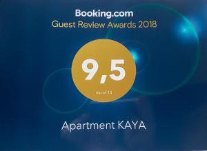 Certifikát, ocenenie alebo iný dokument vystavený v ubytovaní Apartment Kaya