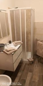 a bathroom with a shower and a sink at Casa della Sala Spada in Casale Monferrato