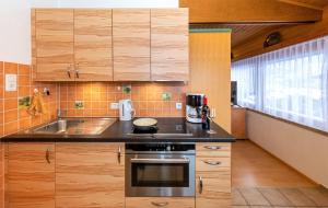 a kitchen with a stove top oven and a sink at Appartements Haus Sonnenschein in Zell am See
