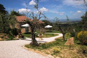 a garden with a path leading to a house at Pacifico in Montepulciano