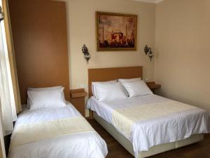 a bedroom with two beds and a painting on the wall at Ottoman's Pearl Hotel in Istanbul