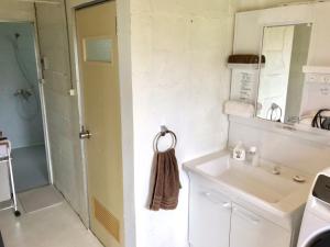 y baño pequeño con lavabo y ducha. en BRIDGE Iriomote Island, en Iriomote