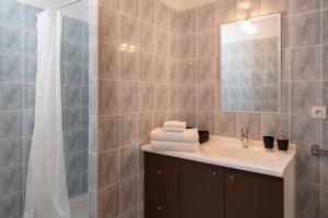 une salle de bain avec lavabo et douche dans l'établissement Maison Borrel, à Carcassonne 20 autres photos