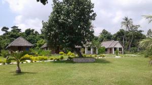 una casa con un árbol en medio de un patio en Alofa Beach Bungalows, en Tanna Island