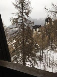 Blick auf einen Baum aus dem Fenster in der Unterkunft Résidence Les Ecrins in Les Orres