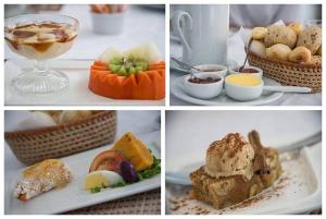 a group of four pictures of food and a drink at Pousada Casa da Vitória in Salvador