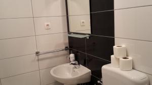 a bathroom with a sink and a toilet and a mirror at Hotel Bajro Medjugorje in Međugorje +13 photos