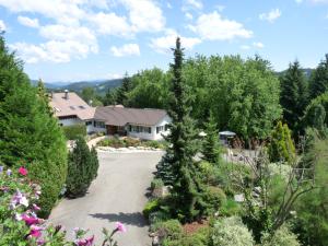 an aerial view of a house with trees and a driveway at Hotel Restaurant Le Petit Kohlberg in Lucelle