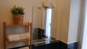 a bathroom with a mirror and a plant on a shelf at Senigallia d'aMare in Senigallia