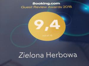 Certifikát, ocenenie alebo iný dokument vystavený v ubytovaní Zielona Herbowa