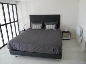 - une chambre avec un grand lit et 2 oreillers dans l'établissement LOFT chic et moderne, déco industrielle, à Beausoleil