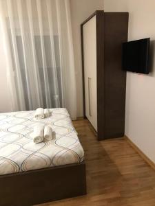 1 dormitorio con 1 cama y TV en Vrnjacka Idila, en Vrnjačka Banja