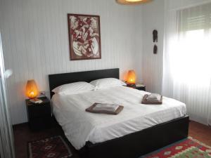 Mercatello sul MetauroにあるCasa Balducci Bed&Breakfastのベッドルーム1室(大型ベッド1台、タオル2枚付)