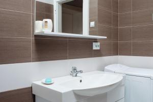 布拉索夫的住宿－SunShine Apartment，一间带水槽、镜子和卫生间的浴室