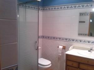 ein Badezimmer mit Dusche, Toilette und Waschbecken in der Unterkunft La plaza in Villatoro + 7 Fotos