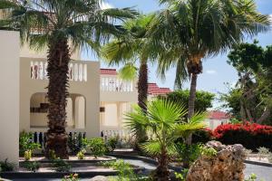 a building with palm trees in front of it at Livingstone Jan Thiel Resort in Willemstad