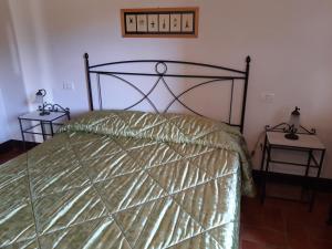 a bedroom with a bed and two night stands at Agriturismo La Mela in Collevalenza