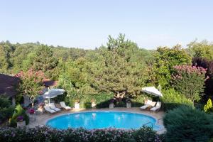 una piscina con sedie e ombrelloni in giardino di Casa Lavanda Boutique Hotel a Şile
