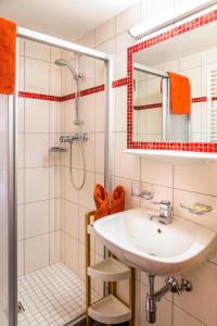 a bathroom with a sink and a shower at Prechtlhof in Flachau in Flachau