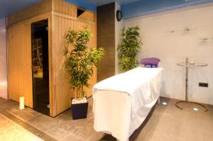 una habitación con una mesa con plantas. en Hotel Arha Potes & Spa, en Potes