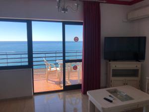 Televízia a/alebo spoločenská miestnosť v ubytovaní Apartamentos Mediterraneo