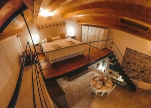 an overhead view of a bedroom with a bed at Hillary's Loft in Alghero