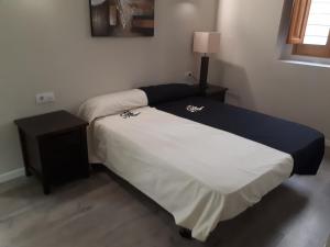 バレンシアにあるAmplio apartamento en centro históricoのベッドルーム1室(ベッド1台、ナイトスタンド付)
